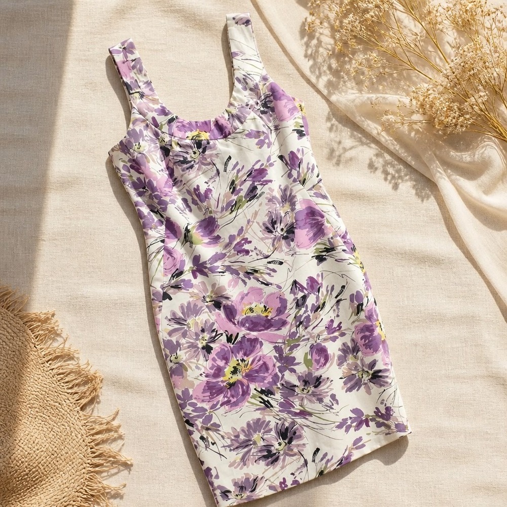 Maggie London Lavender Floral Sheath Dres Sz 8  Retail ($128)